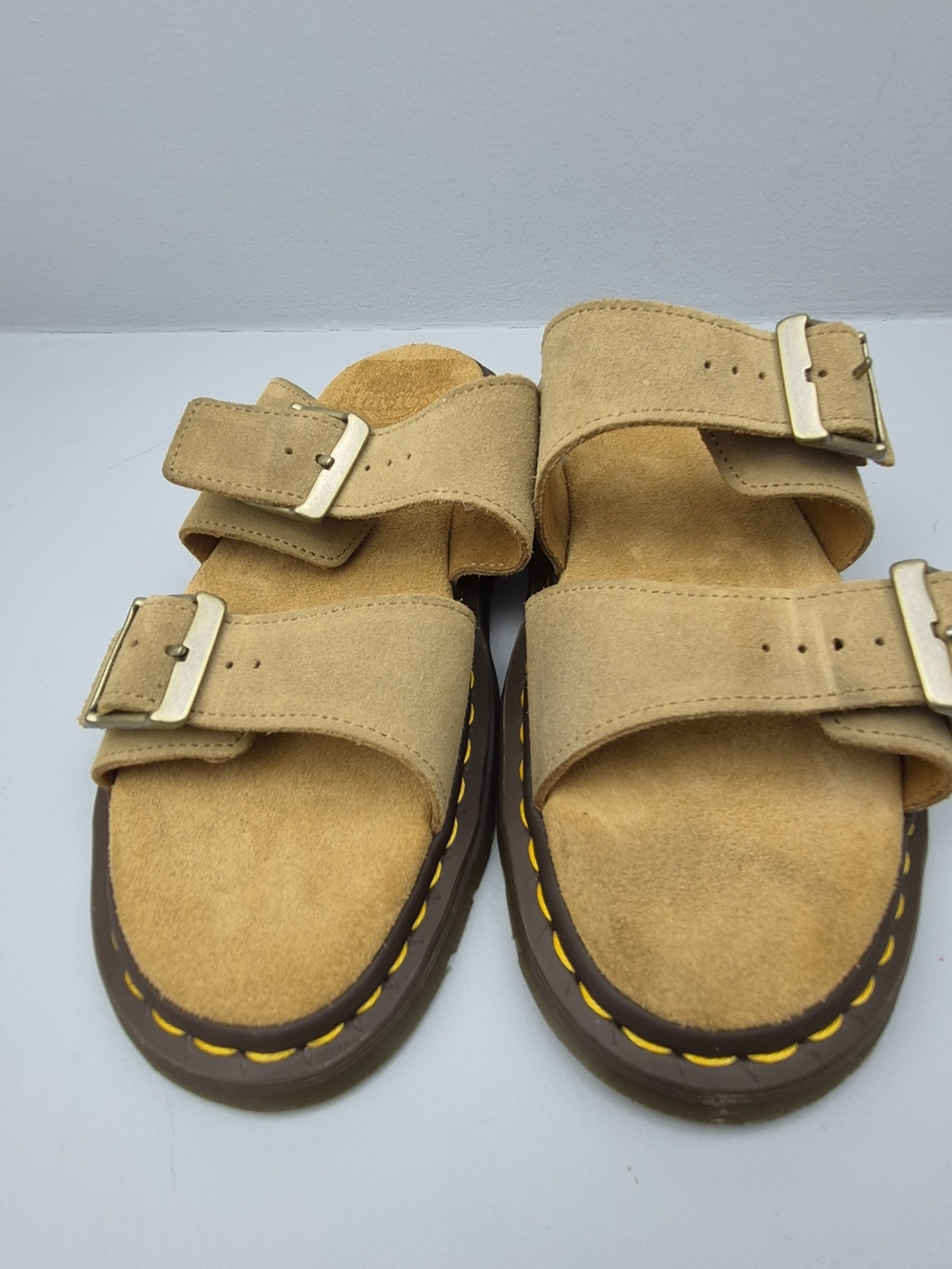 Dr Martens Josef Sandals Womens Size 9 Suede Double Strap Slide Sandals Tan